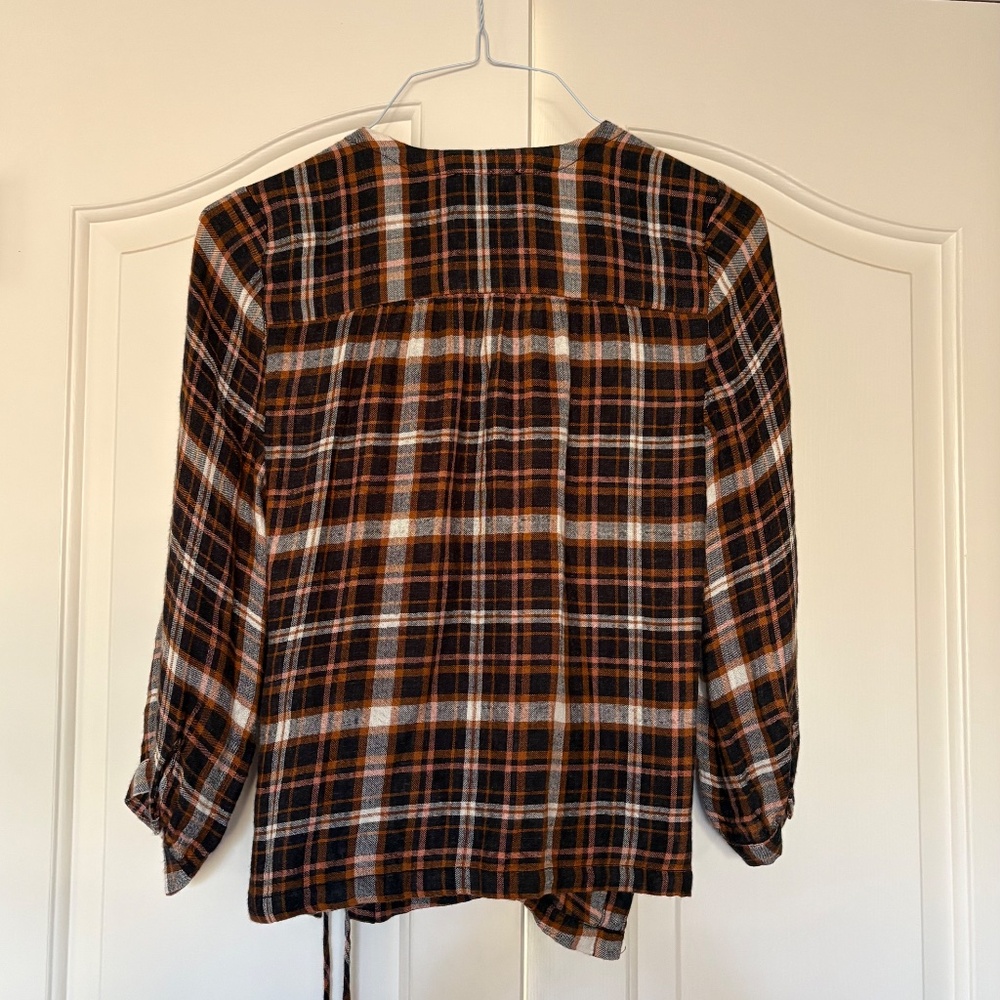 Madewell flannel wrap top XS- Cute and flattering! - Picture 2 of 13